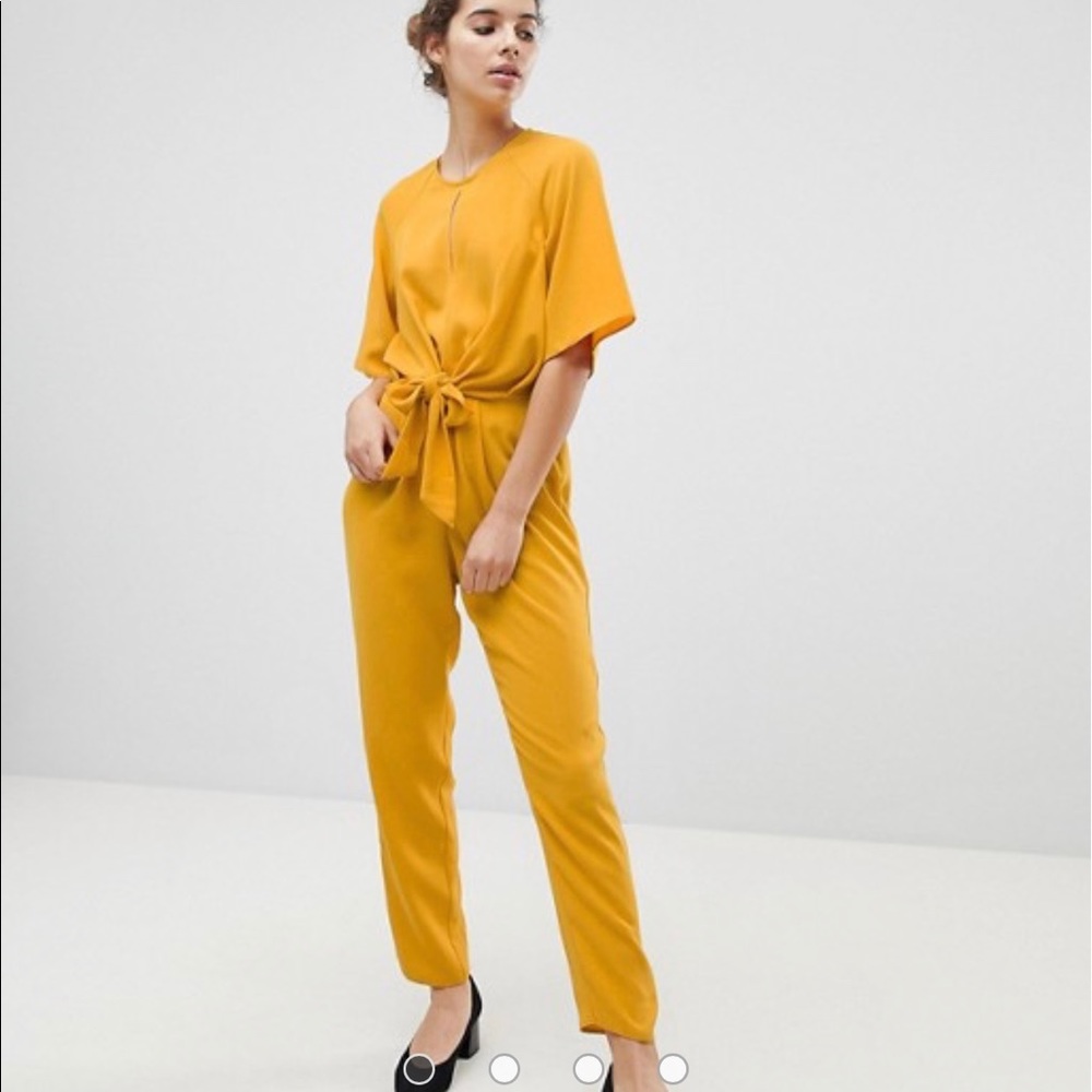 Tie Front Jumpsuit in mustard yellow size …